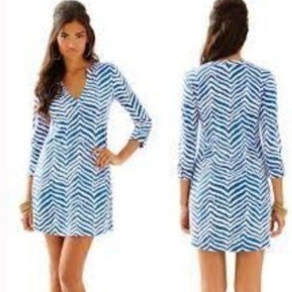 Lilly Pulitzer Blue and White Chevron Dress